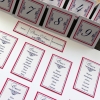 GALDA KARTES UN NUMURI - butterfly seating plan and table numbers fuchsia and dark blue